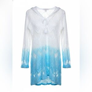 PURE Women’s Lace Ombré Macrame Long Sleeve Boho Cover Up Blouse